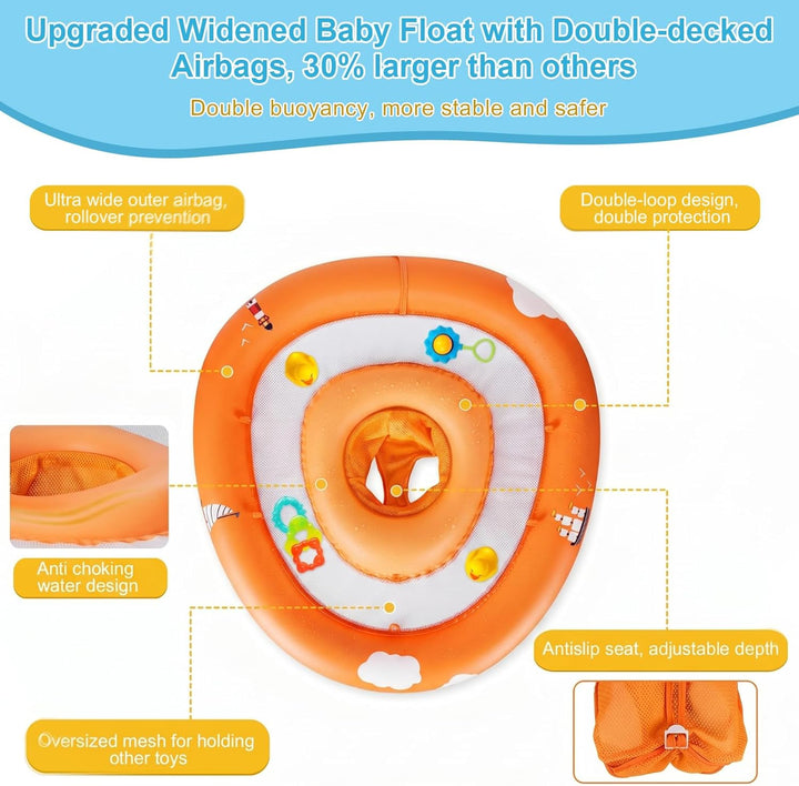 MYCARBON Baby Schwimmring mit verstellbare Schwimmsitz UPF50+ Sonnendach Spielzeug für Kinder Schwim
