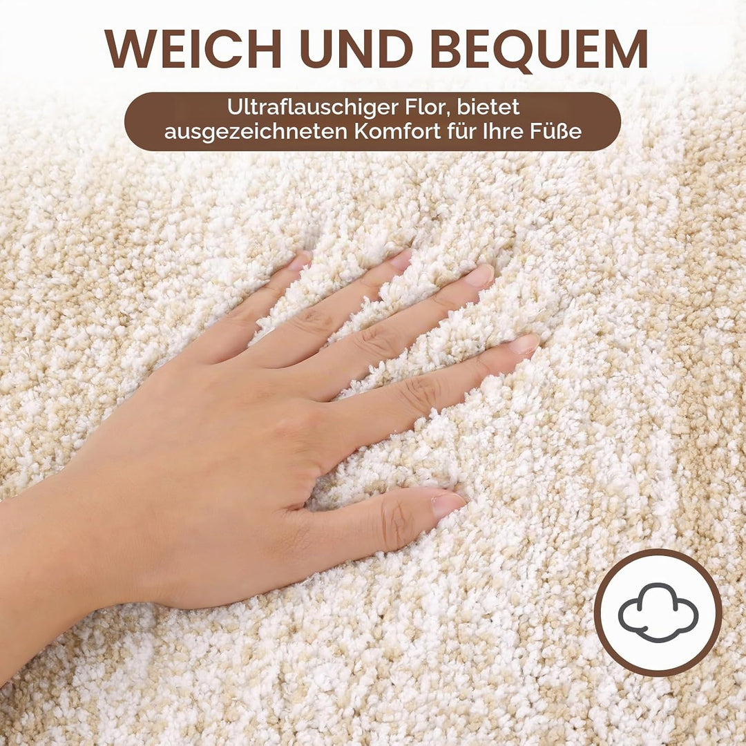 Enyhom Super Weich Badematten Kaffee Mikrofaser Hochflor Badezimmerteppich rutschfeste Maschinenwasc