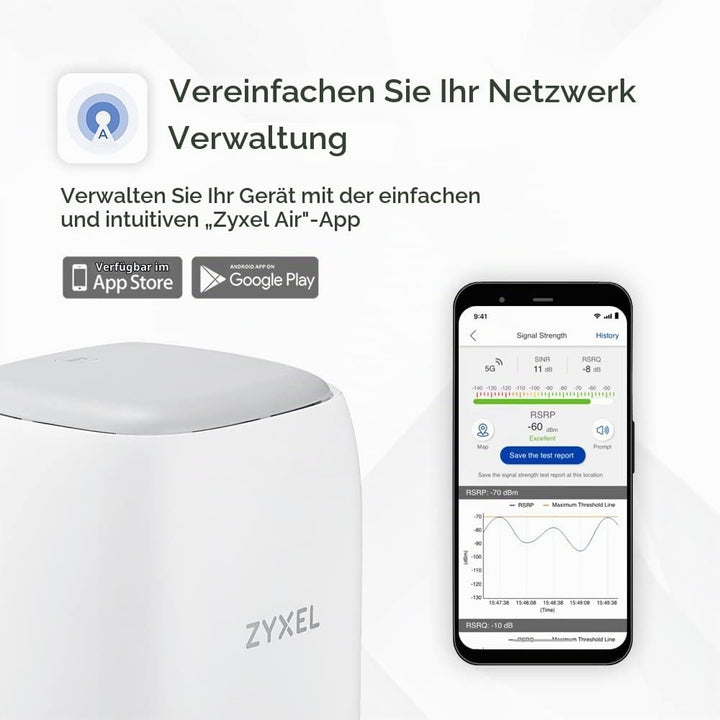 Zyxel 4G LTE-A Indoor WLAN-Router | Dual-Band WLAN-Sharing für 64 Geräte | Unterstützt VoIP/Volte |