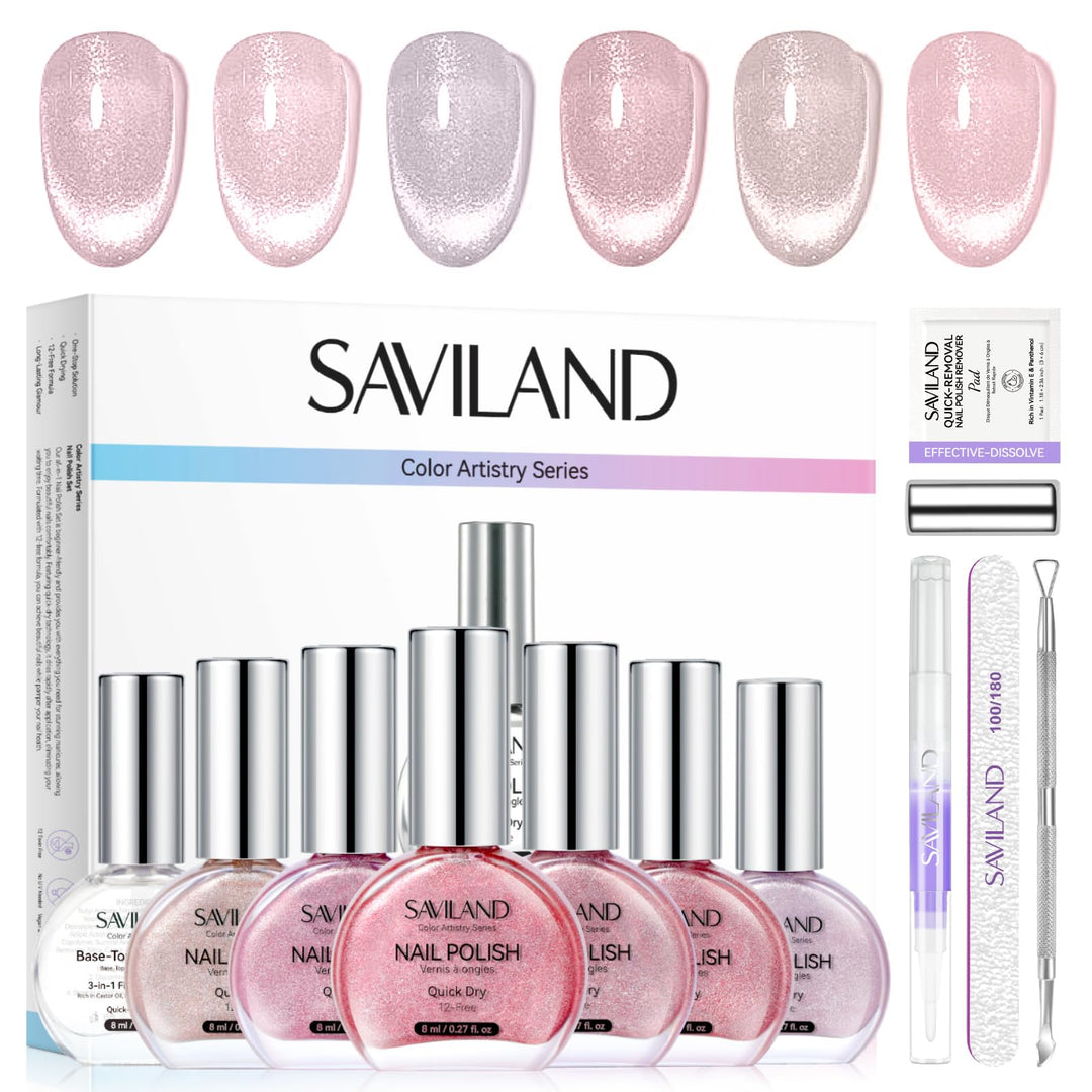SAVILAND Color Artistry Cat Eye Nagellack Set: 6 Farben Schnelltrocknender Nagellack 12-facher Finge