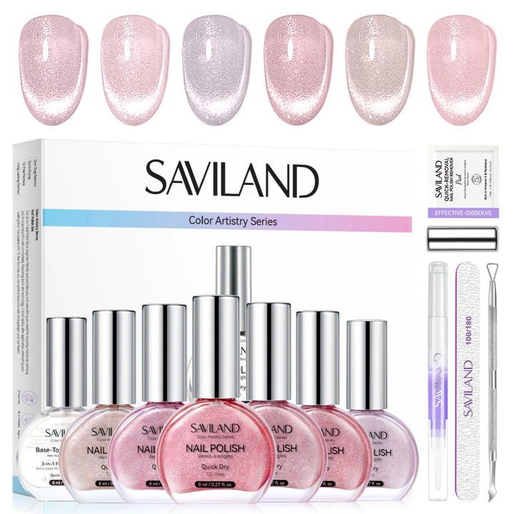 SAVILAND Color Artistry Cat Eye Nagellack Set: 6 Farben Schnelltrocknender Nagellack 12-facher Finge