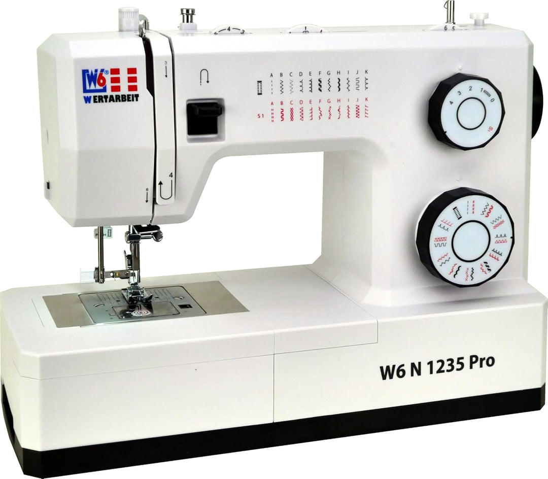 W6 Nähmaschine N 1235 Pro mit 24 Programmen | Freiarm | automatischer Einfädler | obenliegende Spule