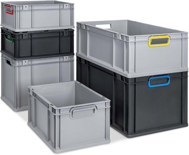 PROREGAL SuperSparSet 4x Eurobox NextGen Color | HxBxT 32x30x40cm | 30 Liter | Griffe gelb geschloss