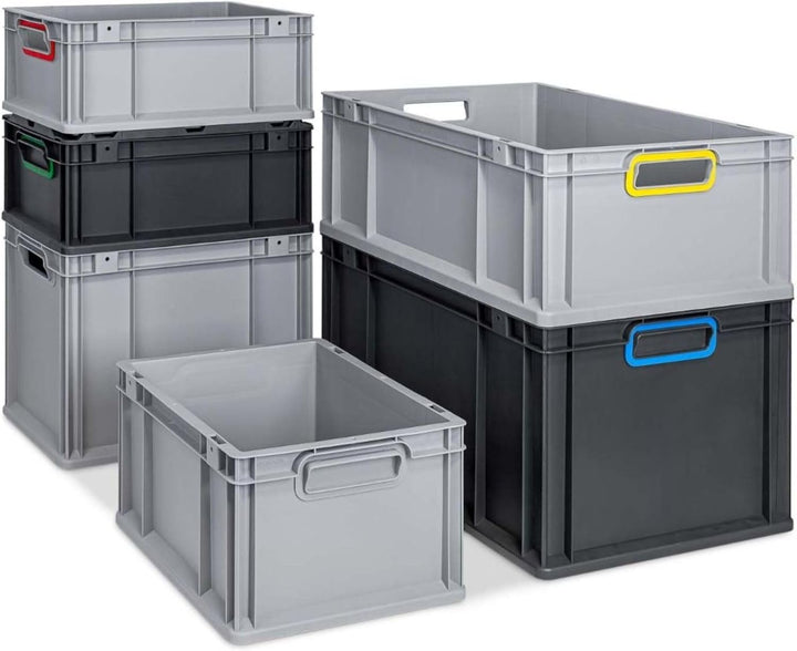 SuperSparSet 4x Eurobox NextGen Color | HxBxT 32x30x40cm | 30 Liter | Griffe blau geschlossen | Glat