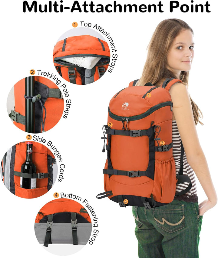 30L Leicht Wanderrucksack Herren Damen, Multifunktional Reiserucksack mit Skateboard Gurte, Tagesruc
