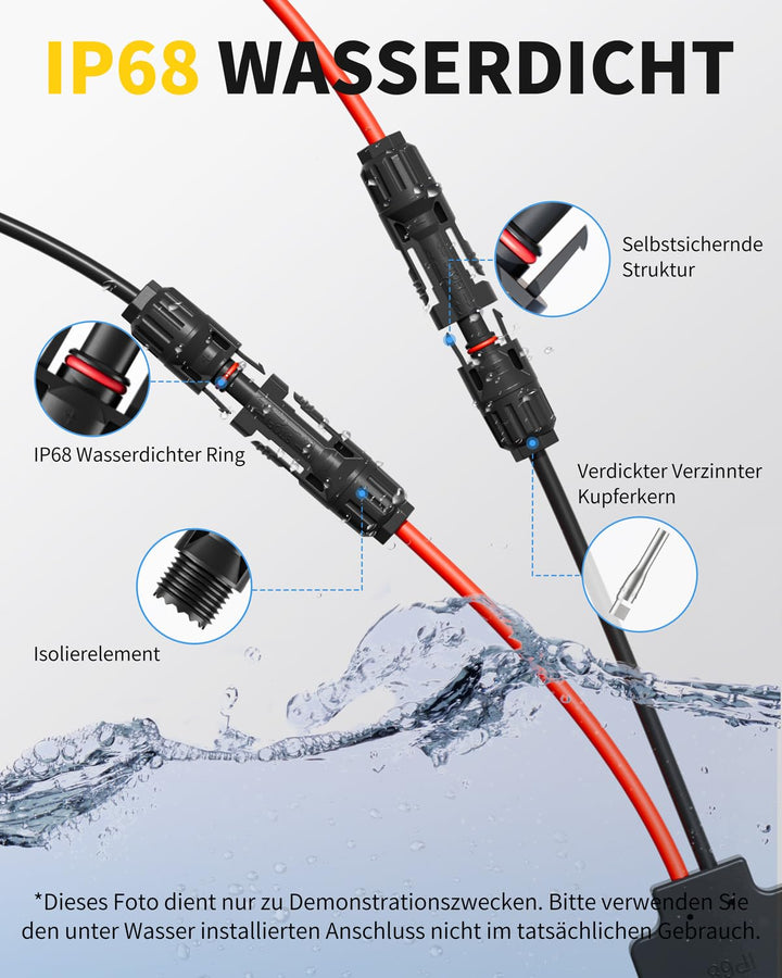 enernova Solarkabel Y-Verteiler, 4mm²-6mm² Solar-Anschlusskabel, IP68 Wasserdicht Solarkabel Verläng