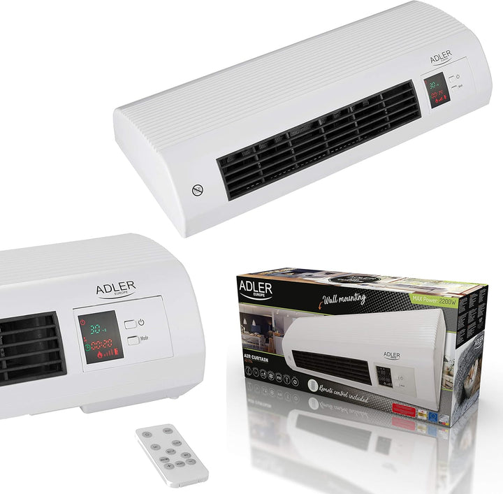 CAMRY AD 7714 Adler Keramik-Wandheizlüfter, Sensor für Offenes Fenster, Wochenzeitschaltuhr, Digital