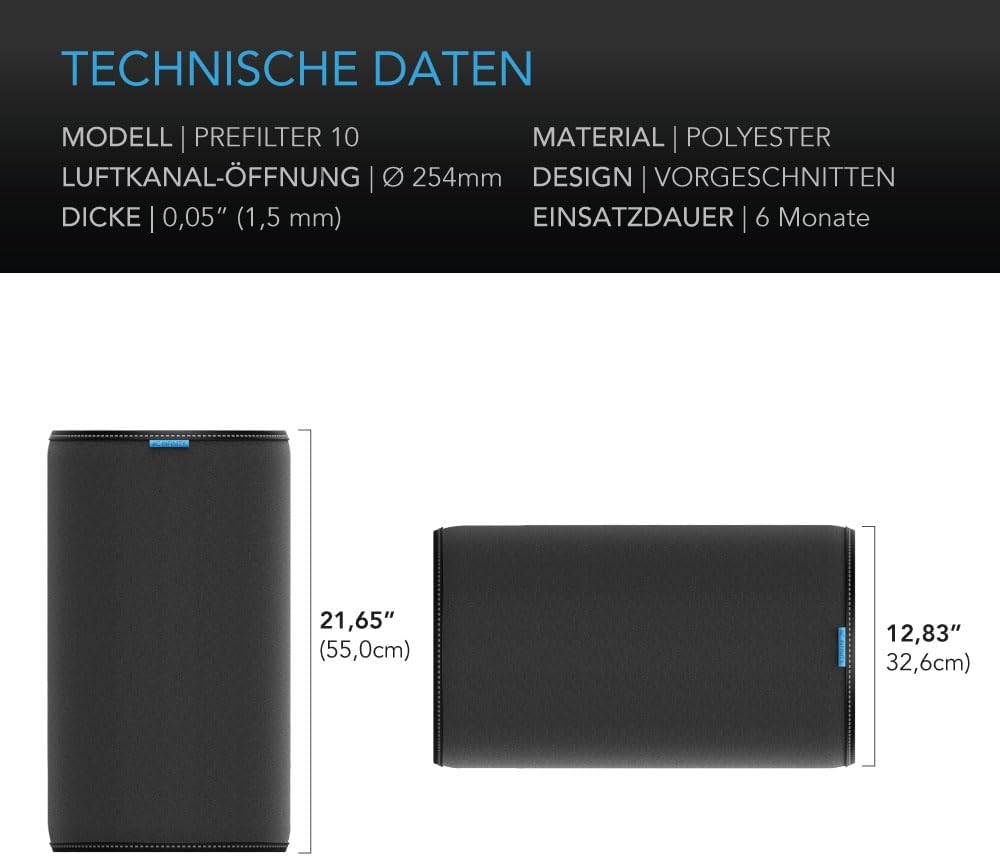 AC Infinity Vorfiltertuch 250 mm – 2er-Pack Ersatztücher, passend für 250 mm Aktivkohlefilter zur Ge