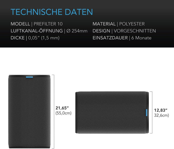AC Infinity Vorfiltertuch 250 mm – 2er-Pack Ersatztücher, passend für 250 mm Aktivkohlefilter zur Ge
