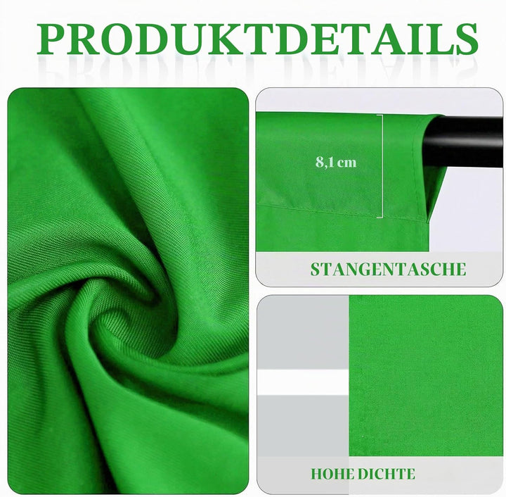 Spardar Greenscreen mit 4 Klemmen, 3M X 4.5M Foto Hintergrund Greenscreen Stoff Baumwolle Faltbare G