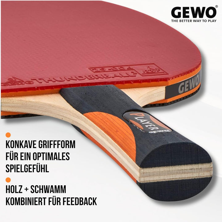 GEWO Tischtennisschläger Player - ITTF genehmigter Tischtennis Schläger - hohe Kontrolle und maximal