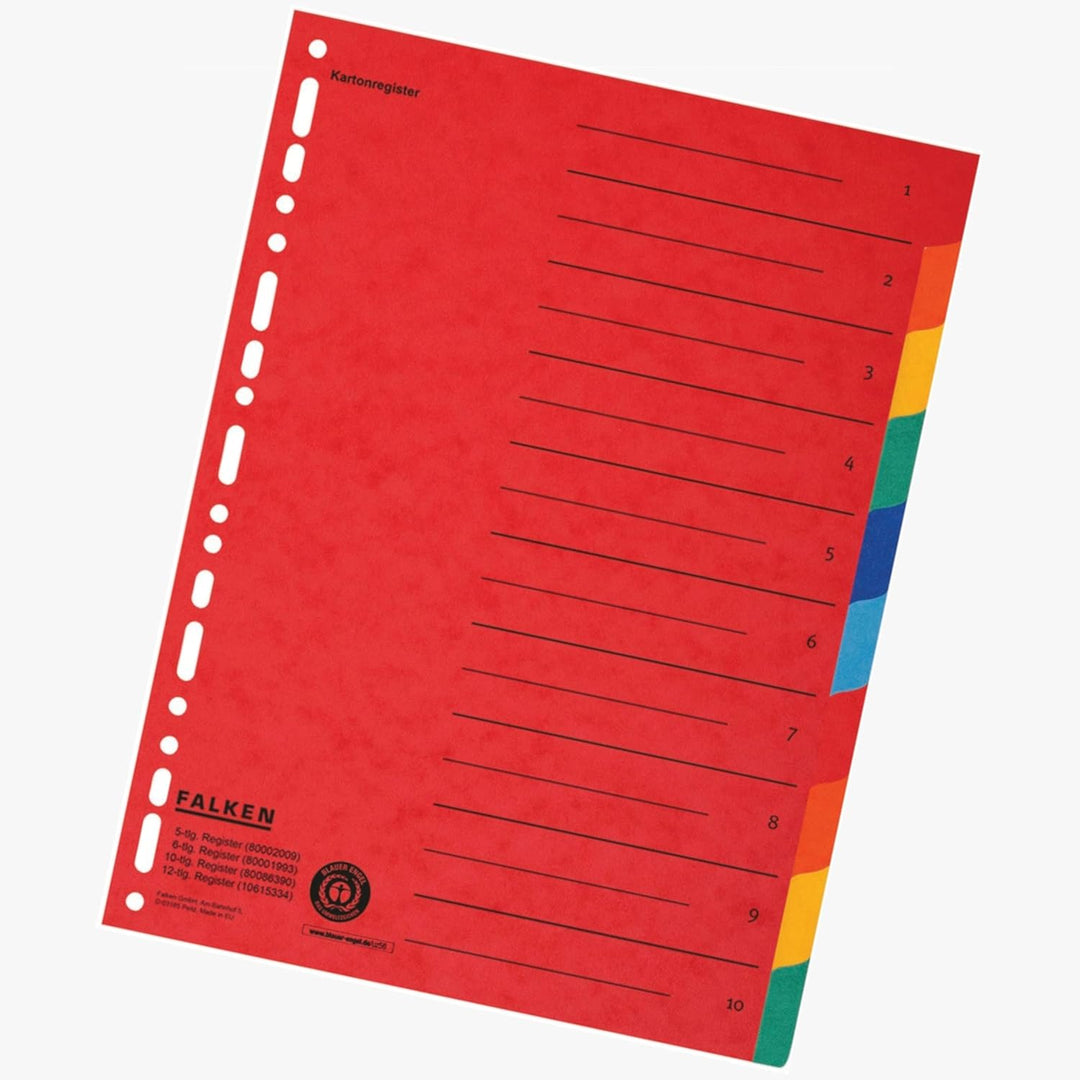 Original DINOR Ordner-Wolkenmarmor-Recycling - 10er Pack & Original Falken Karton-Register überbreit
