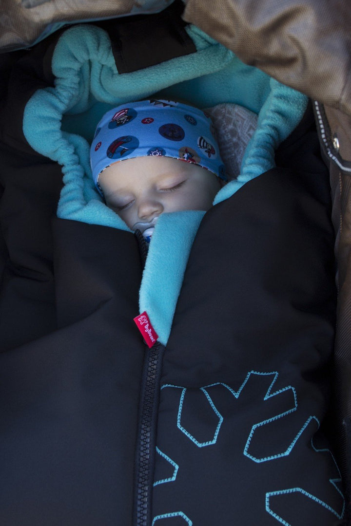 ByBoom - Softshell Winterfusssack Thermo Aktiv für Kinderwagen und Buggy, Farbe:Schwarz/Grau, Schwar