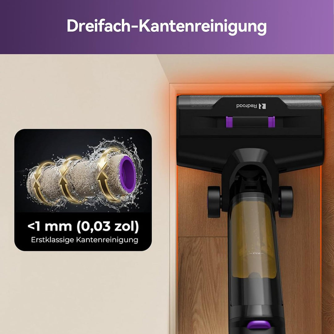 Redkey W15 Nass Trockensauger Akku, Selbstreinigung und Wischfunktion, 3 Reinigungsmodi, Kantenreini