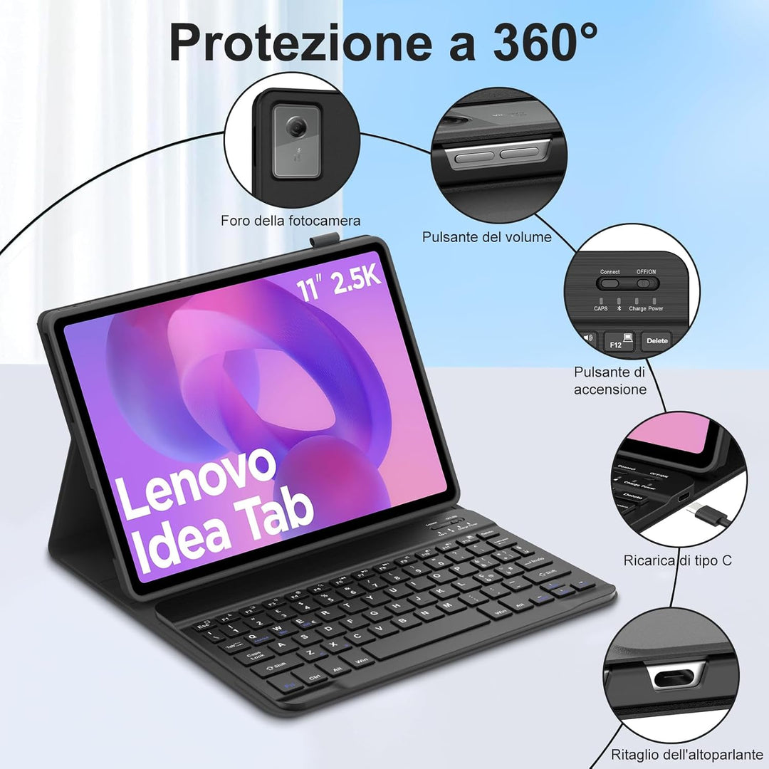 FOGARI Für Lenovo Idea Tab 2025 11/Tab M11 2024 11 Zoll Tastaturabdeckung | Abnehmbare Bluetooth-Tas