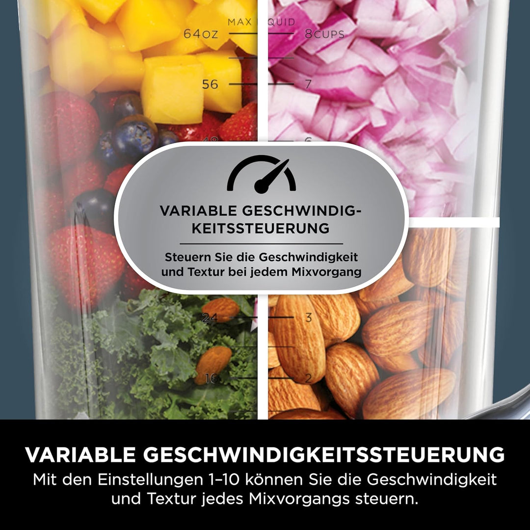 Ninja 3-in-1 Detect Power Blender Processor Pro, Schwarz, TB401EU | kraftvolle 1200W Küchenmaschine,