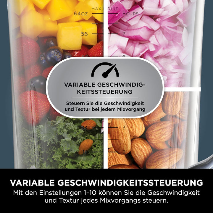 Ninja 3-in-1 Detect Power Blender Processor Pro, Schwarz, TB401EU | kraftvolle 1200W Küchenmaschine,