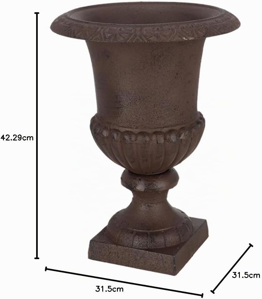 Esschert Design Blumentopf, Übertopf, Französische Vase, Amphore auf Sockel, Grösse L, ca. 31 cm x 3