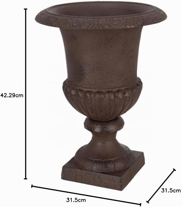 Esschert Design Blumentopf, Übertopf, Französische Vase, Amphore auf Sockel, Grösse L, ca. 31 cm x 3