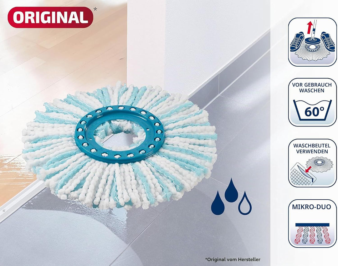 Leifheit Ersatzkopf CLEAN TWIST Disc Mop Ergo micro duo 6er Set, Wischbezug Disc Mop Ergo, Ersatzbez