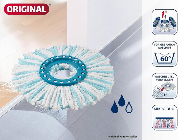 Leifheit Ersatzkopf CLEAN TWIST Disc Mop Ergo micro duo 6er Set, Wischbezug Disc Mop Ergo, Ersatzbez
