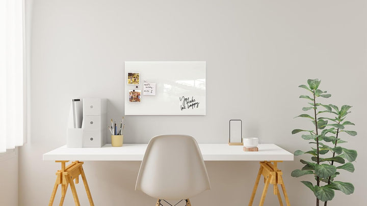 ALLboards Glasboard Magnetisch Weiss 60x40cm, Rahmenlos, Glastafel, Magnettafel, Gehärtetes Glas, We