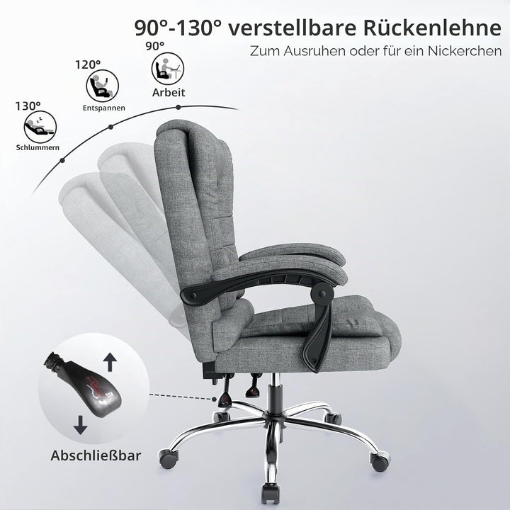 naspaluro Chefsessel Bürostuhl Ergonomischer PU-Leder Drehstuhl Hochlehner, Höhenverstellbarer Schre