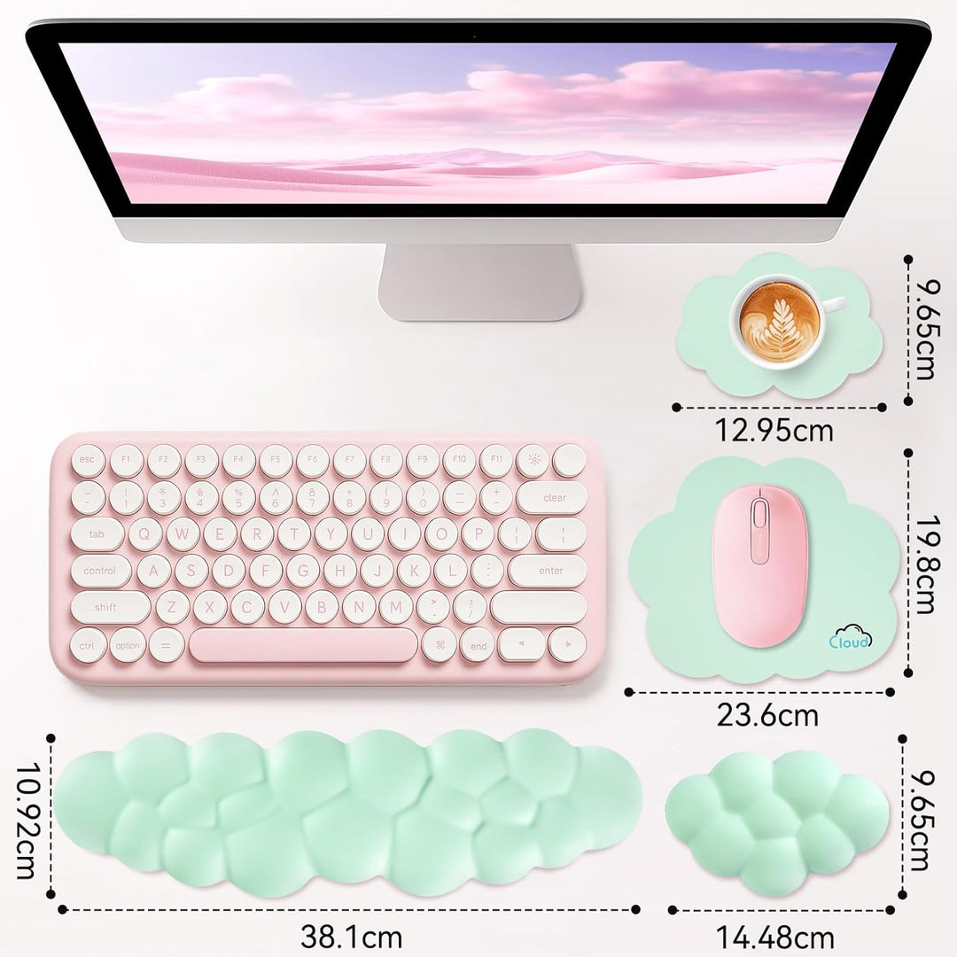 Sushret Memory‑Schaum Cloud Handballenauflage Tastatur‑Set, 4‑in‑1: Ergonomische Tastatur Handballen