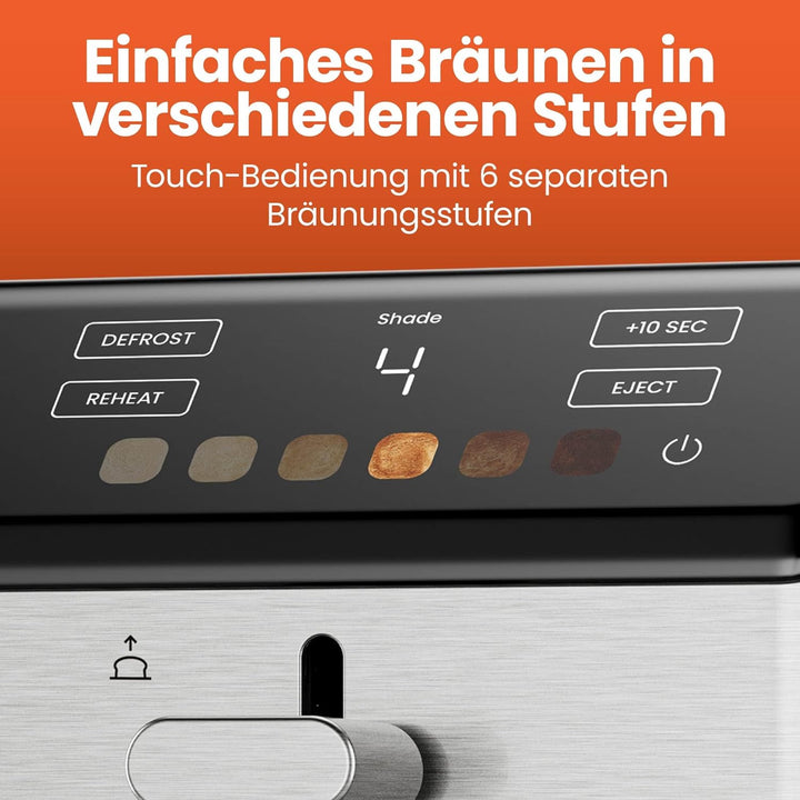 Chefman Smart Touch 2 Scheiben Digital Toaster, 6 Farbeinstellungen, Toaster Edelstahl mit extrabrei