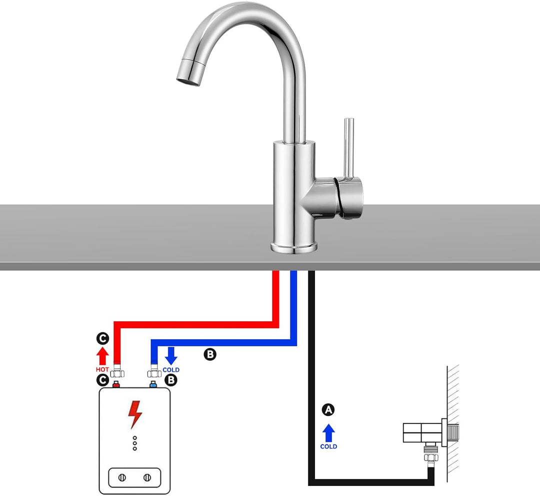Auralum Küchenarmatur Niederdruck Armatur Küche/Bad, 360°Drehbar Wasserhahn Küche Niederdruck mit 3