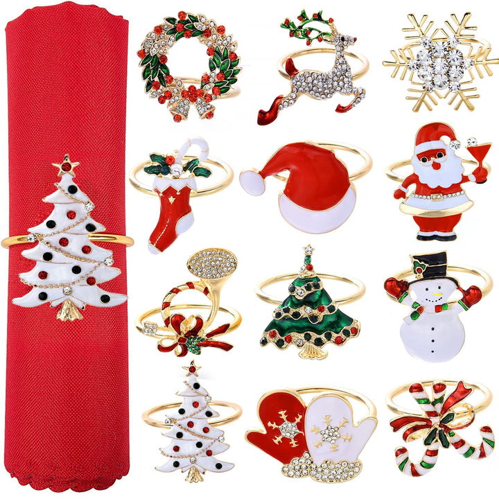 12 Stücke Weihnachten Serviettenringe Weihnachtsbaum Serviettenringe Halter Set für Weihnachten Tisc