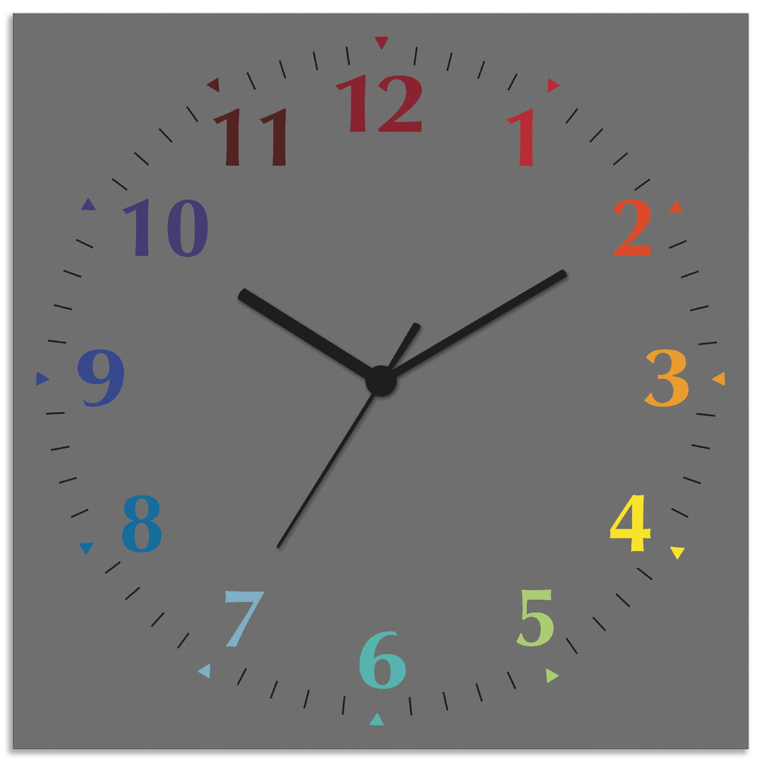 ARTLAND Wanddeko Wanduhr ohne Tickgeräusche Alu Quarzuhr 30x30 cm Quadratisch Lautlos 12 Ziffern Far