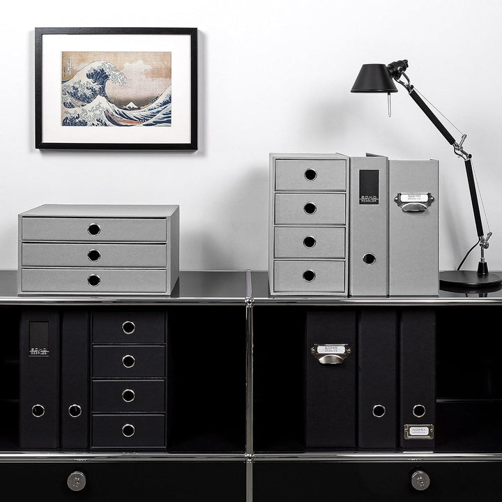 Rössler 1524452173 - S.O.H.O. 3er Schubladenbox für DIN A4, mit Griffloch, Stone, 343 x 250 x 185 mm