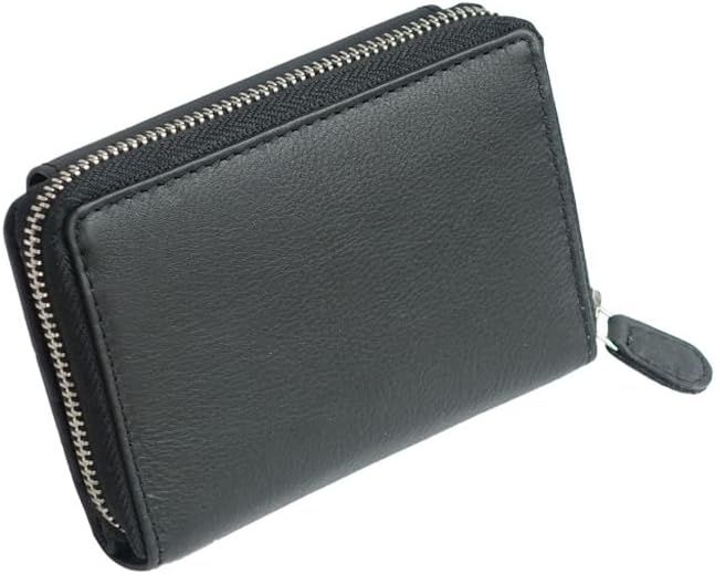 orso Bruno original schönes Damen Portemonnaie Leder schwarz Damengeldbörse mittelgross klein kompak