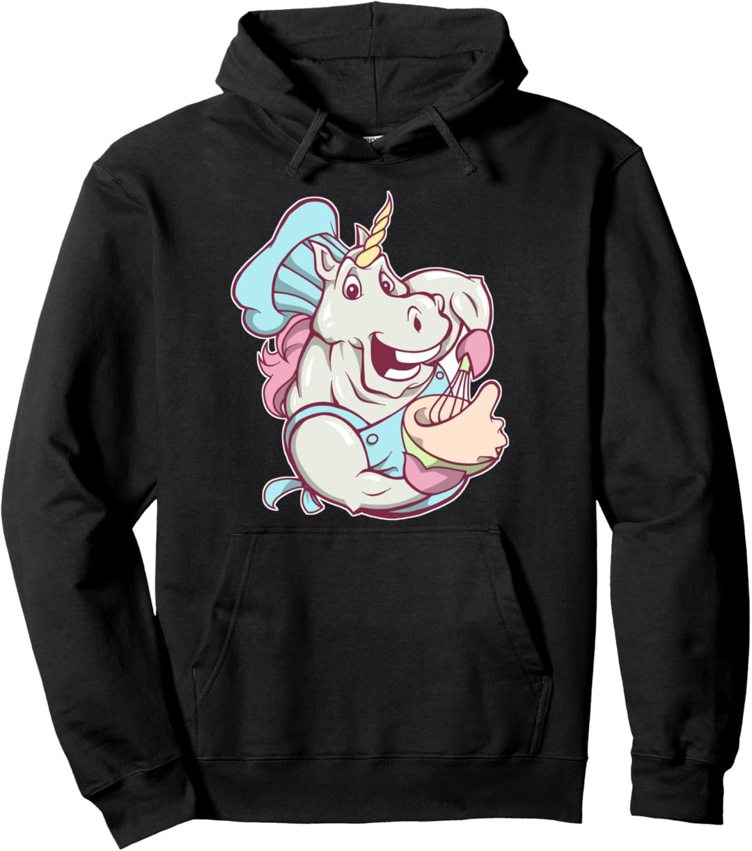 Bäckerin - Comic Einhorn backt Kuchen Pullover Hoodie