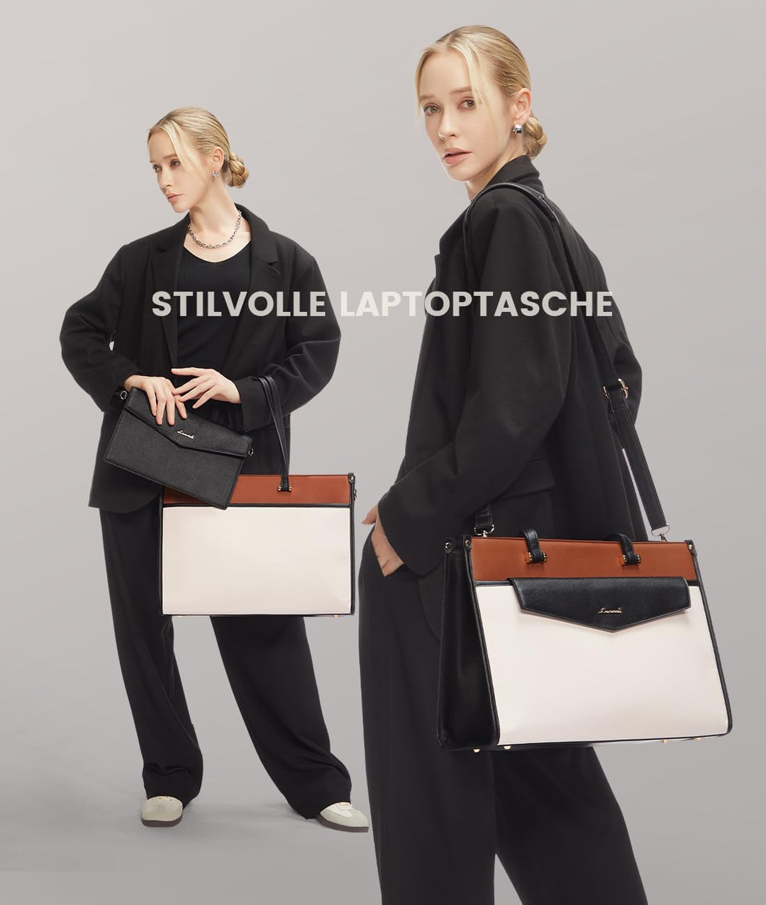 LOVEVOOK Laptoptasche Damen 17,3 Zoll, Wasserdicht Arbeitstasche Handtasche Gross Shopper Business A