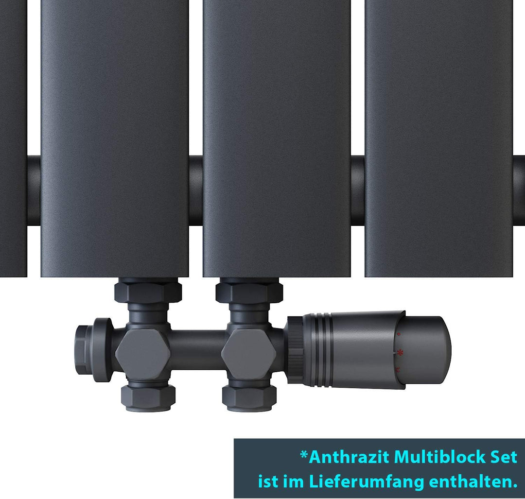 ELEGANT Design Heizkörper Horizontal mit Anthrazit Multiblock 630x616mm Einlagig Anthrazit Badezimme