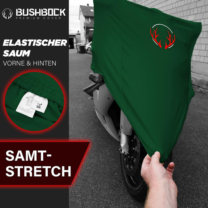 BUSHBOCK® Premium Cover Indoor Motorrad Abdeckplane-Staubschutz-elastischer, atmungsaktiver Samt-Str