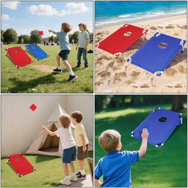 Cornhole Spieleset,Corn Hole Spiele für Erwachsene - Mit 6 Bohnensäckchen Und 58 X 51 cm Spielbrett