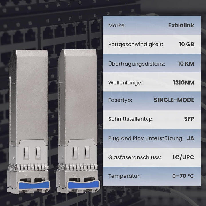 Extralink SFP Modul 10G LC Duplex Singlemode 1310 nm 10KM MSA-kompatibel – Für Cisco, Ubiquiti UniFi