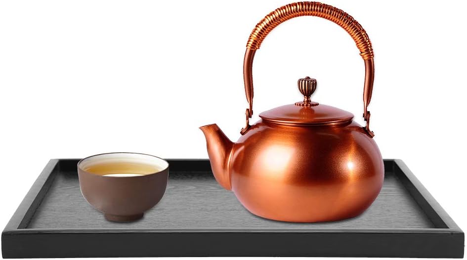 Raguso Rechteckform Tablett Schwarz Massivholz Tee Tablett Kaffee Snack Essen Mahlzeiten Mehrzweck-S