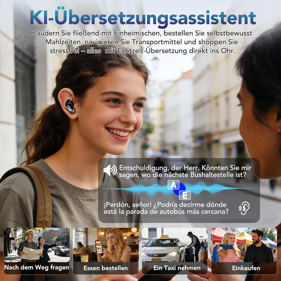 MINISO MS105 AI Kopfhörer Übersetzer, 3-in-1 Übersetzungskopfhörer in Echtzeit mit KI-Übersetzungsfu