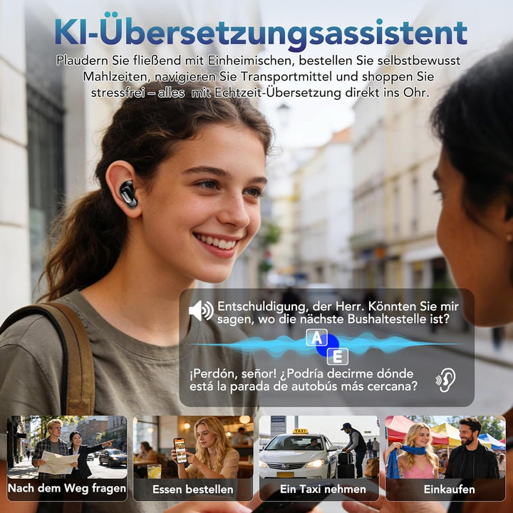 MINISO MS105 AI Kopfhörer Übersetzer, 3-in-1 Übersetzungskopfhörer in Echtzeit mit KI-Übersetzungsfu