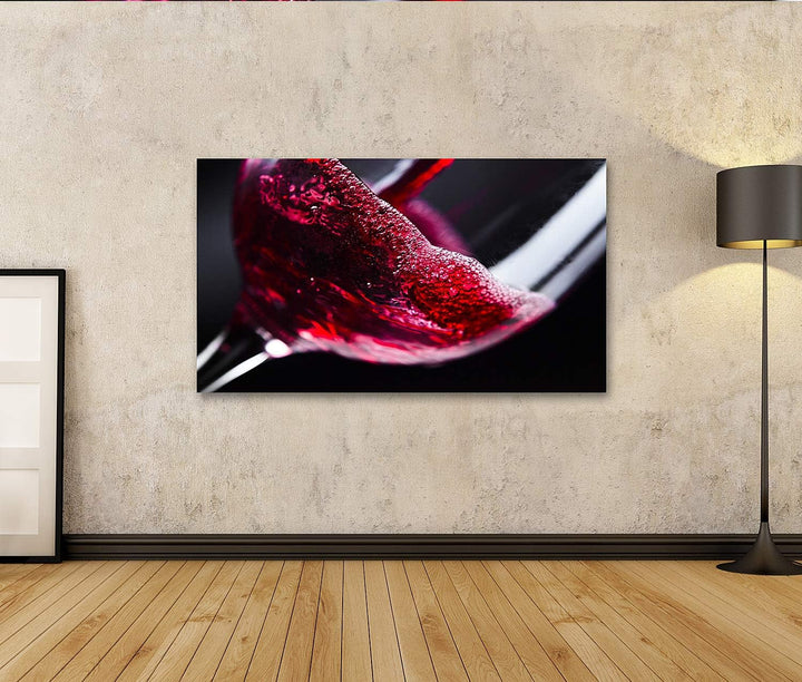 islandburner Bild auf Leinwand Rotwein Im Weinglas Auf Schwarzem Hintergrund Für Küche Bilder Wandbi