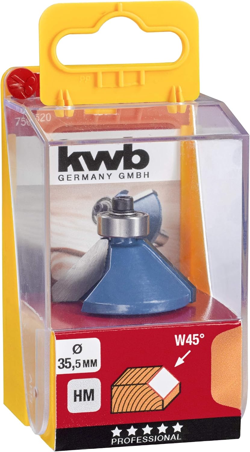 kwb Fasenfräser Ø 35,5 mm, hartmetallbestückt mit Anlaufkugellager, präzisem Spannschaft und optimie