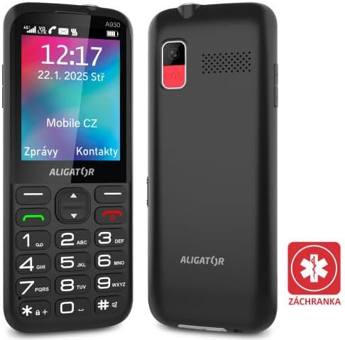 ALIGATOR AZA930B Senioren-Grosstasten 4G/LTE Handy mit SOS-Knopf und SOS Locator. Anwendung „Rettung