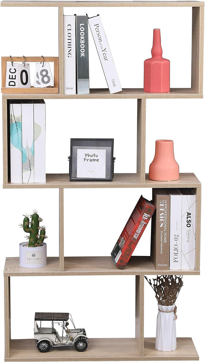 Etnicart - Bücherregal, Farbe Eiche, Büro, modern, doppelseitig, 70x23,5x127,5cm selbsttragend, Würf