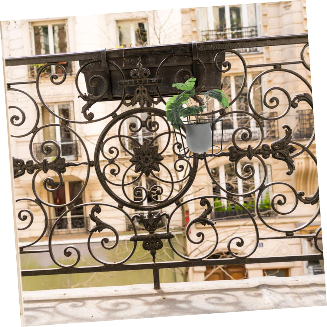 HEMOTON 2Pcs Eisengeländer Pflanzer Hängen Blumentopfhalter Balkon Pflanzenkörbe Bonsai Blumentopfha