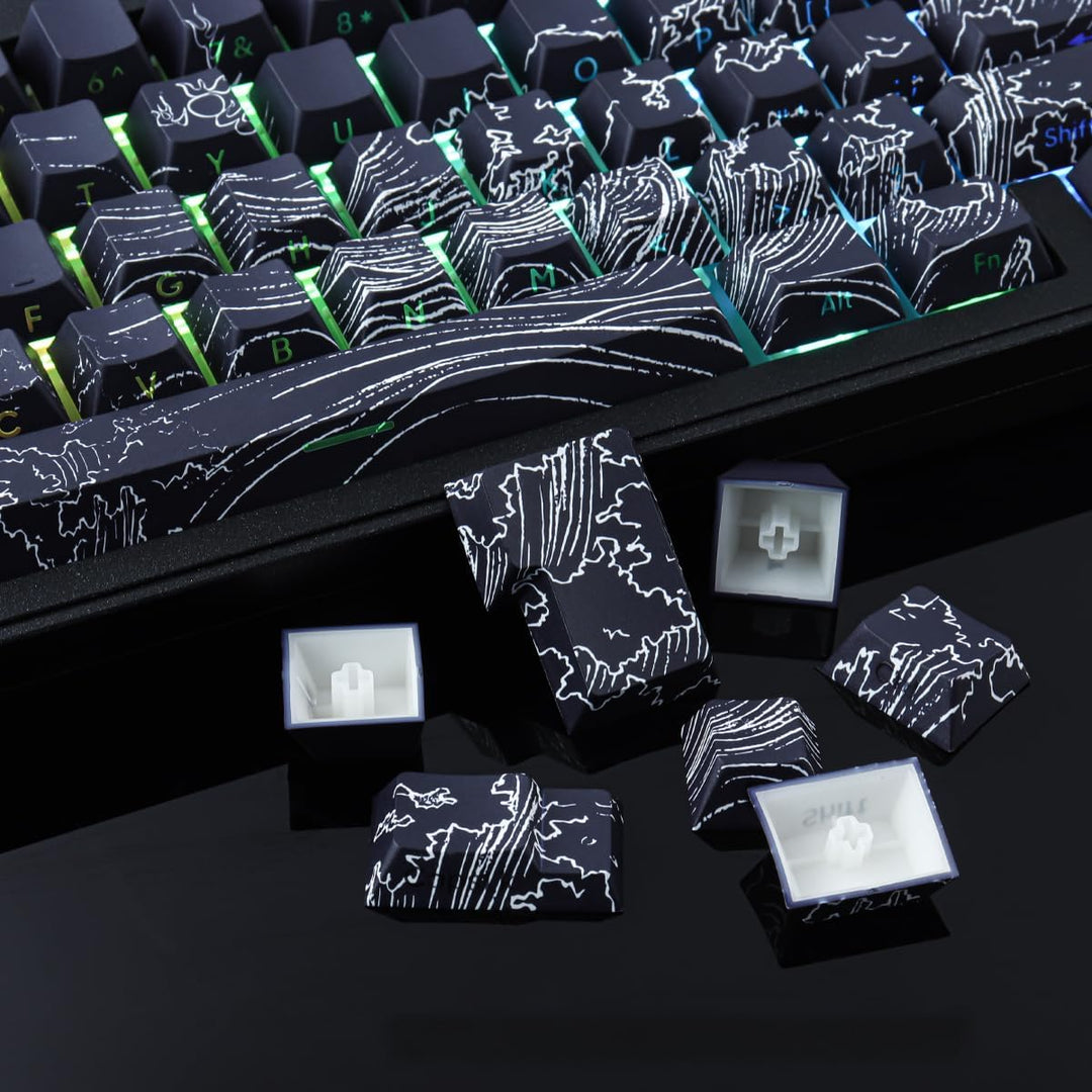 PBT Tastenkappen, 135 Tasten Double Shot Tastenkappen Seite graviert Transparent Keycap Set Cherry P