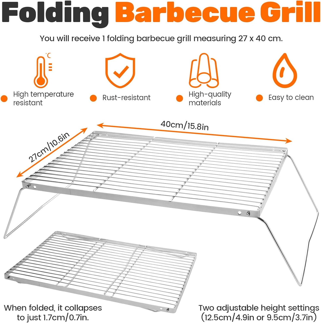 Faltfeuer Grill Gitter, Edelstahl Camping über Feuer Grube Grill mit Verstellbarer Höhe, tragbare Ca